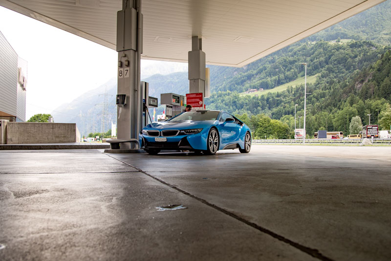 Furka Pass - time for the Hybrid BMW to re-fuel