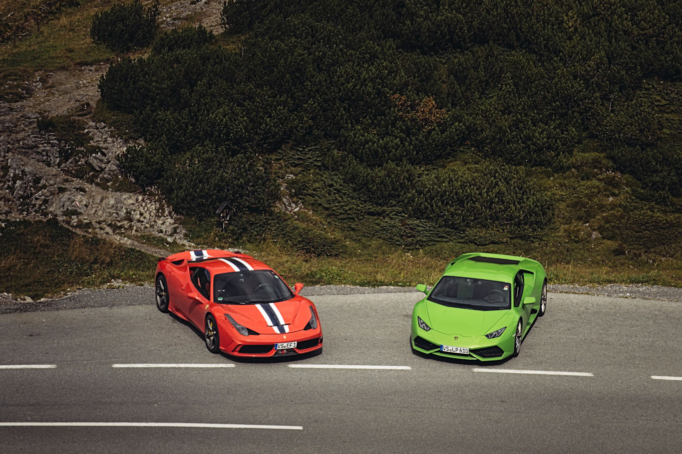 458 Speciale and Lamborghini LP610