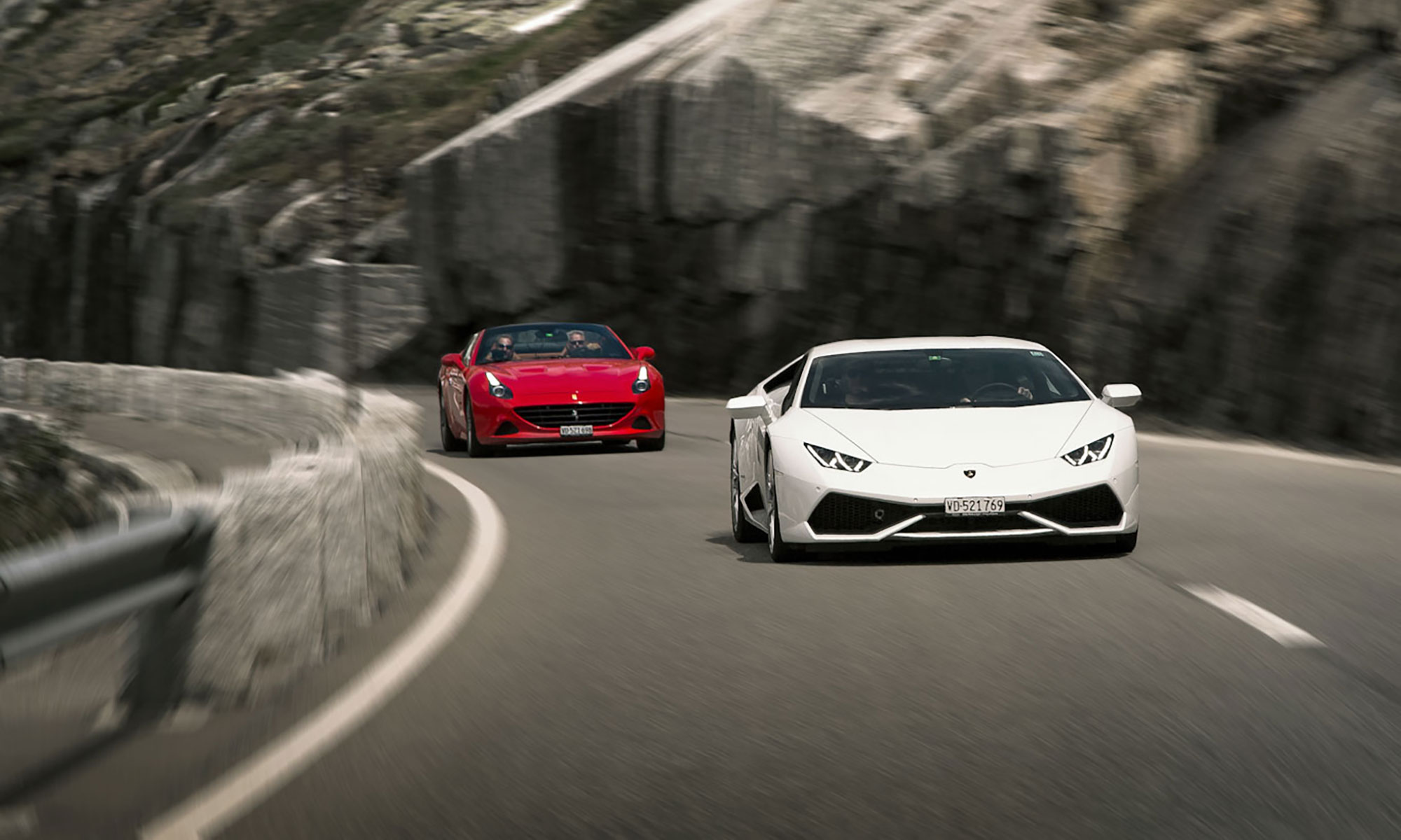 Grimsel Pass Ferrari and Lamborghini