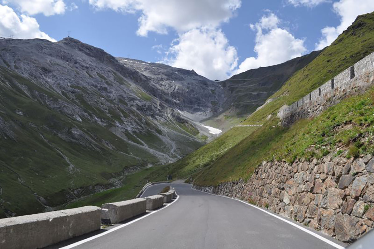 The view heading up the North face of the Stelvio Pass The view heading up the North face of the Stelvio Pass